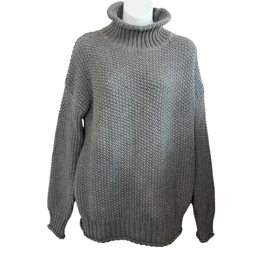 Anthropologie Gray Chunky Turtleneck Sweater